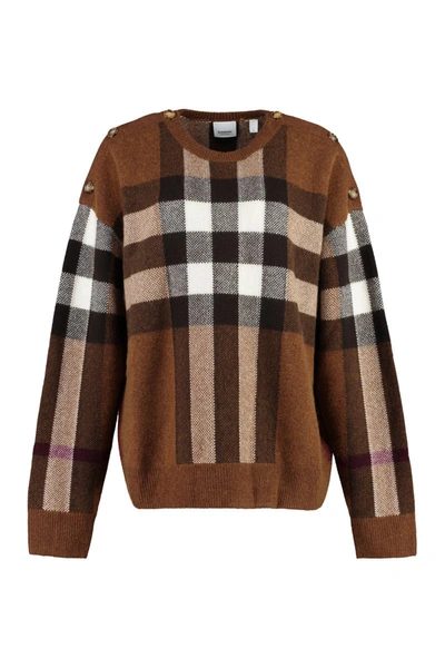 Shop Burberry Wool And Cashmere Sweater In Brown