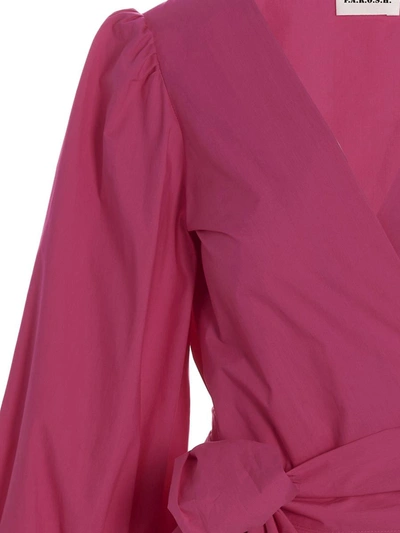 Shop P.a.r.o.s.h . Front Crossover Blouse In Fuchsia