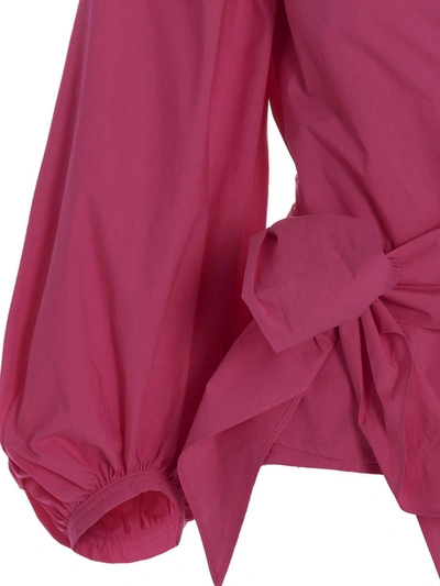 Shop P.a.r.o.s.h . Front Crossover Blouse In Fuchsia