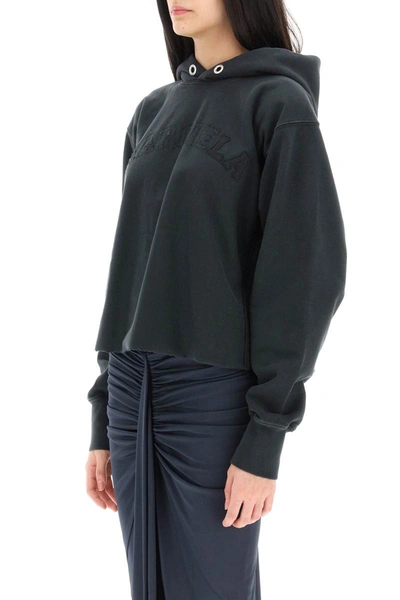 Shop Maison Margiela Short Hoodie Raw Cut In Black