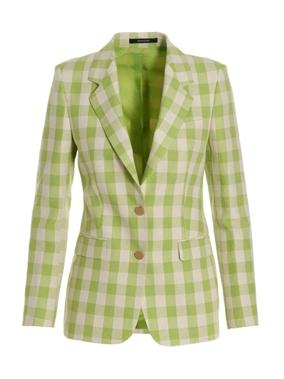 Tagliatore Paris Checkered Blazer Jacket With Front Pockets In Green