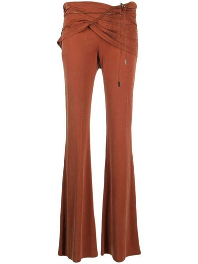 Jacquemus Espelho Drawcord Cutout Overskirt Bootcut-leg Pants In Orange