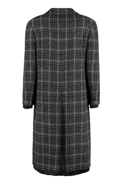 Shop Miu Miu Double-breasted Wool Coat In Grey