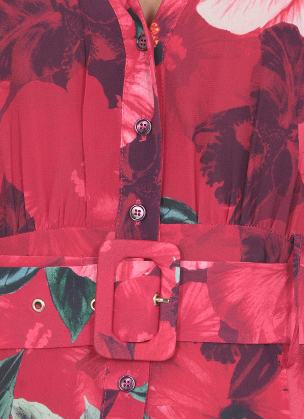 PINKO Hibiscus-print shirt dress