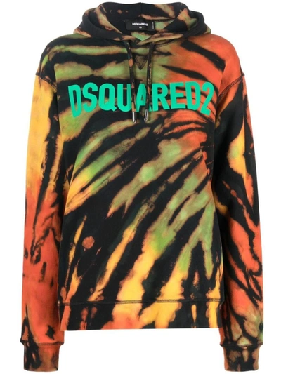 Shop Dsquared2 Tie &amp; Dye Jamaica Hoodie In Red