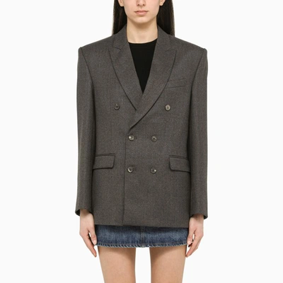 Shop Wardrobe.nyc Charcoal Double-breasted Jacket In Black