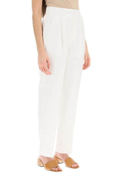 Shop Agnona Linen Trousers In White