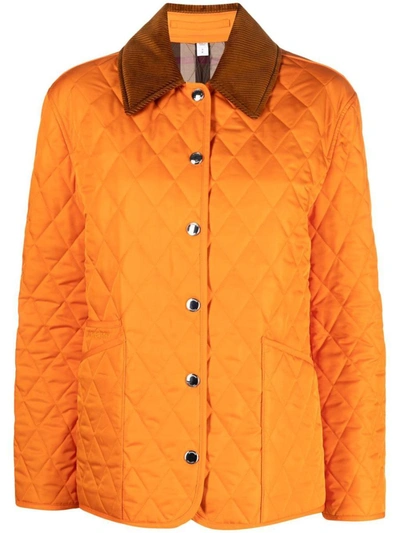 Shop Burberry Quilted Jacket In Orange