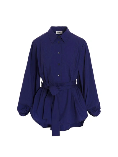Shop P.a.r.o.s.h . Belted Shirt In Blue