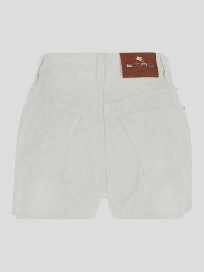 Shop Etro Shorts In <p> White Shorts With Belt Loops