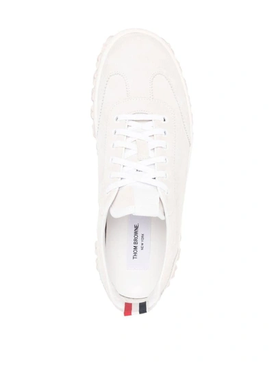 Shop Thom Browne Sneakers With Grosgrain Border In White