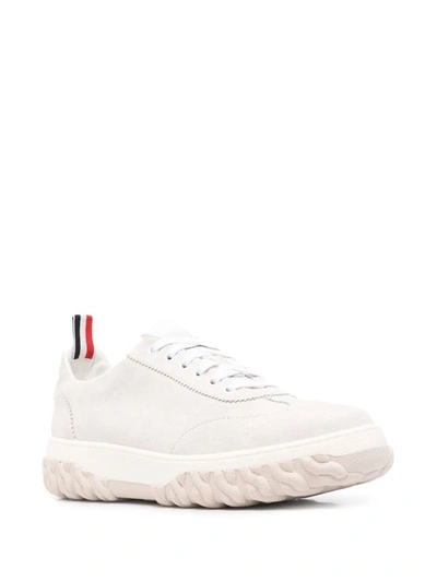 Shop Thom Browne Sneakers With Grosgrain Border In White