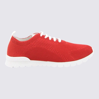 Shop Kiton Red And White Running Sneakers In Red/white