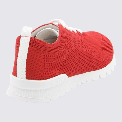 Shop Kiton Red And White Running Sneakers In Red/white
