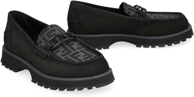 Shop Fendi O'lock Loafers In Grey