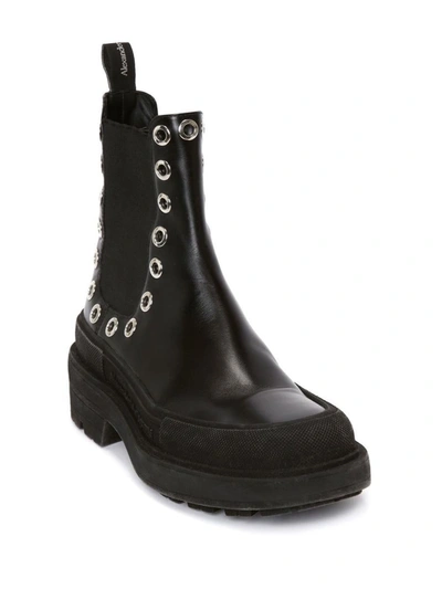 Shop Alexander Mcqueen Tread Slick Leather Chelsea Boots In Black