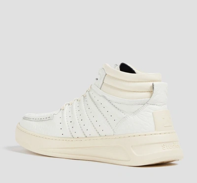 Shop Acne Studios Textured Leather High-top Sneakers In White