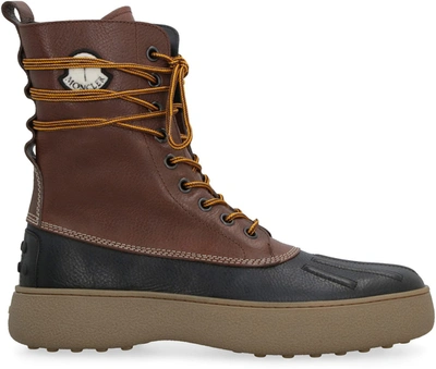 Shop Moncler Genius Tod's X 8 Moncler Palm Angels - Winter Gommino Leather Boots In Brown