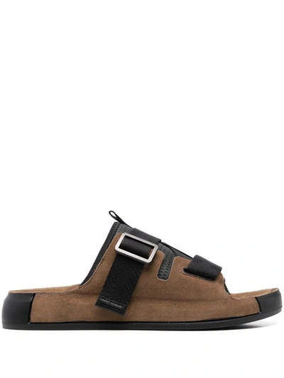 Shop Stone Island Shadow Project Sandal Tape Shoes In V0074 Brown