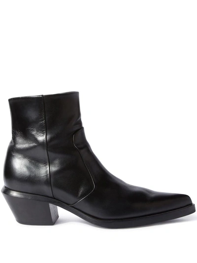 Shop Off-white Leather Texan Boots In Black