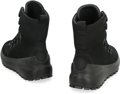 Shop Stone Island Leather Lace-up Boots In Black