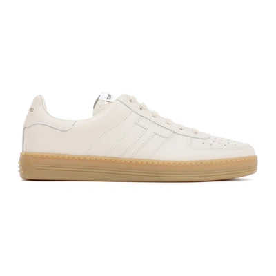 Shop Tom Ford Smooth Leather Low Top Sneakers Shoes In Nude &amp; Neutrals
