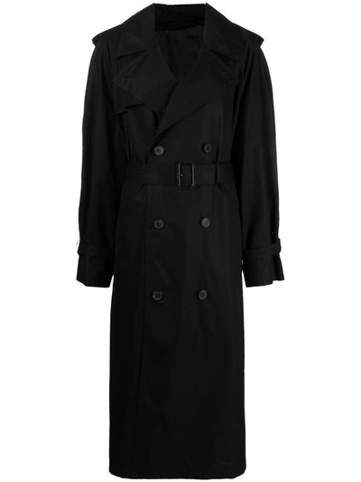 Shop Wardrobe.nyc Double-breasted Cotton Trench Coat In Black