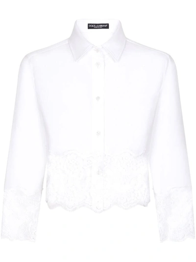 Shop Dolce & Gabbana Lace-trim Shirt In White