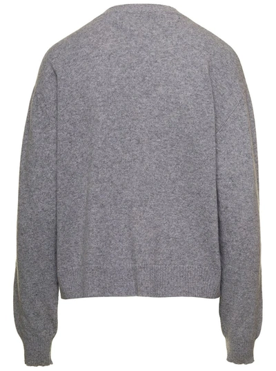Shop Philosophy Di Lorenzo Serafini Grey Crewneck Sweater With Peanuts Intarsia Knit In Cashmere Blend Woman
