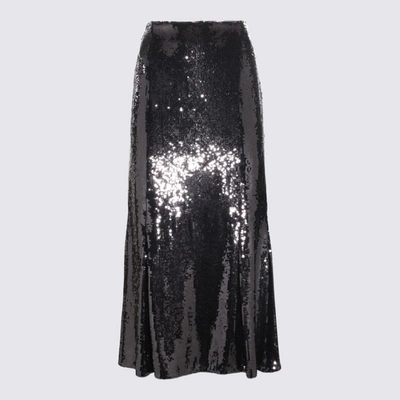Shop Khaite Black Silk Blend Midi Skirt