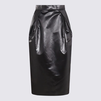 Shop Maison Margiela Black Satin Skirt
