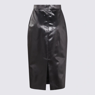 Shop Maison Margiela Black Satin Skirt