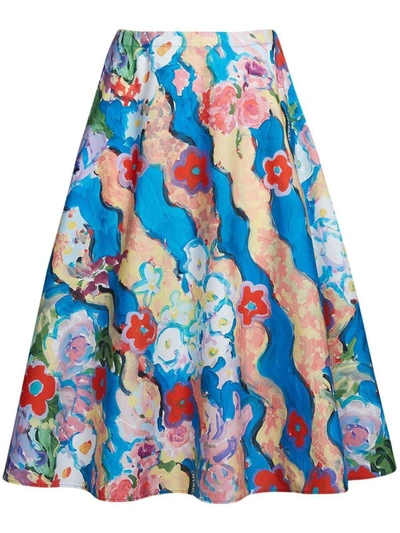 Marni A-linien-rock Mit Blumen-print In Multicolour