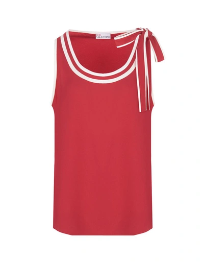 Shop Red Valentino Valentino Two-tone Top With Bow In Red