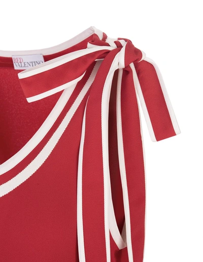 Shop Red Valentino Valentino Two-tone Top With Bow In Red
