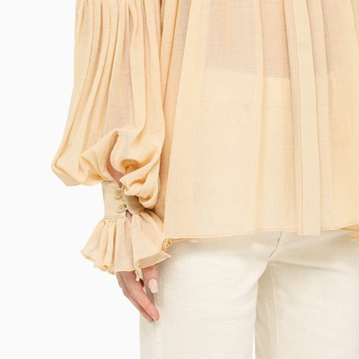 Shop Khaite Nude-coloured Blouse With Balloon Sleeves In Beige