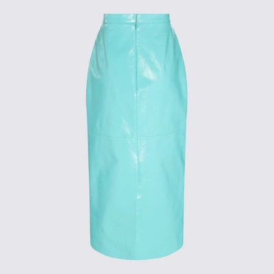 Shop Del Core Aero Blue Laminated Longuette Skirt