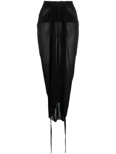 Shop Rick Owens Long Jersey Pleated Skirt In Black