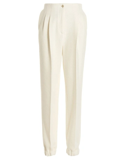 Shop Rochas Texture Wool Trousers In White