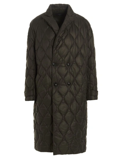 Shop Amiri Long Quilted Coat In Green
