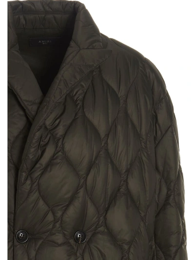 Shop Amiri Long Quilted Coat In Green