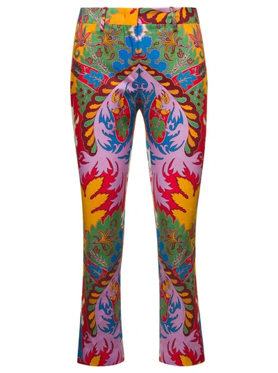 Shop Etro Multicolored Printed Mini Flared Pants With Graphic Print All-over In Cotton Woman