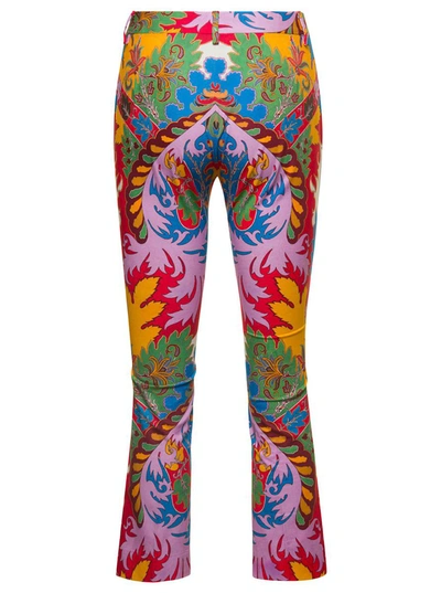 Shop Etro Multicolored Printed Mini Flared Pants With Graphic Print All-over In Cotton Woman