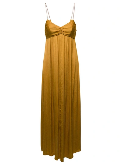Shop Forte Forte Long Orange Empire-line Dress In Viscose And Silk Blend Woman