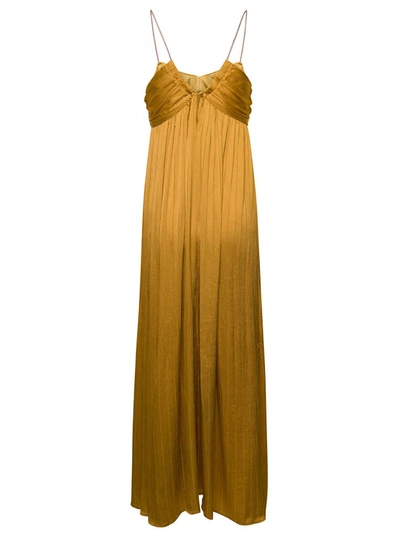 Shop Forte Forte Long Orange Empire-line Dress In Viscose And Silk Blend Woman