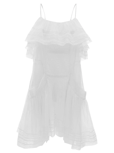 Shop Isabel Marant Étoile White Mini Dress With Broderie Anglaise In Cotton Woman