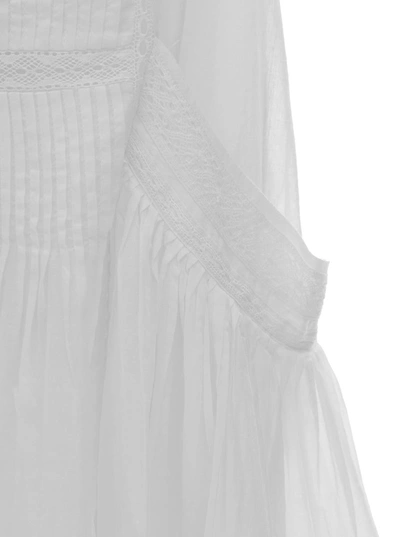 Shop Isabel Marant Étoile White Mini Dress With Broderie Anglaise In Cotton Woman