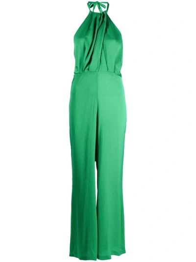 Shop Pinko Halterneck Sleeveless Jumpsuit In Green