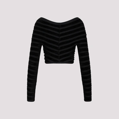 Shop Alaïa Alaia  3d Velvet Top Tops In Black