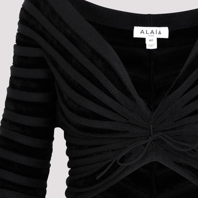 Shop Alaïa Alaia  3d Velvet Top Tops In Black